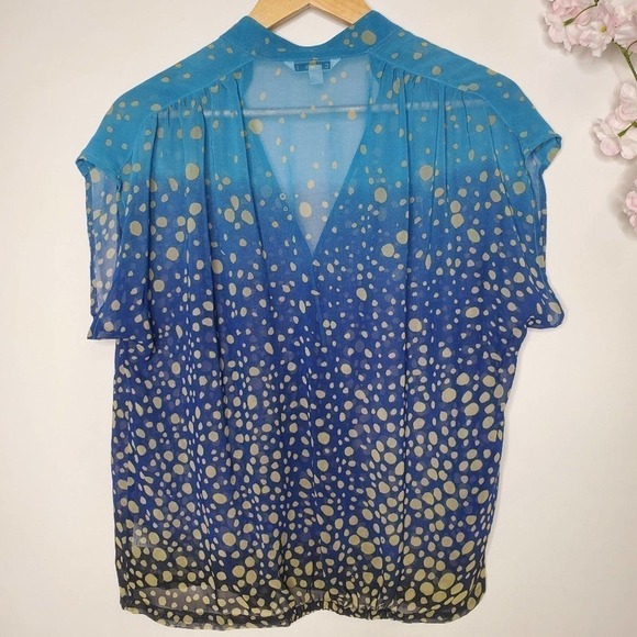CAbi Bubble V-Neck Ombre Blouse Blue Size S - Picture 5 of 11